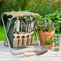 Nature Spring Garden Tool Set, Folding Stool 250 lb Capacity, Detachable 7 Pocket Bag & 5 Gardening Tools 246155ZNJ